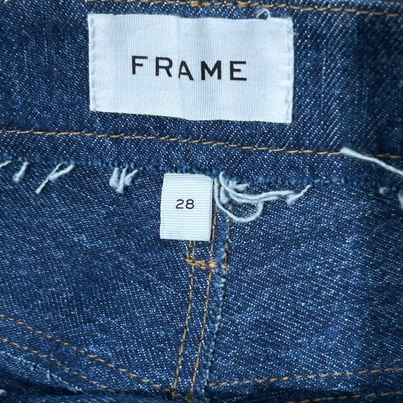 Frame Le Mini Skirt Stagger Auberry Leather Denim Size 28 Waist - Picture 3 of 10